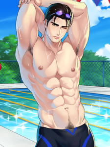 Kazuo Arata Swimmer Poster